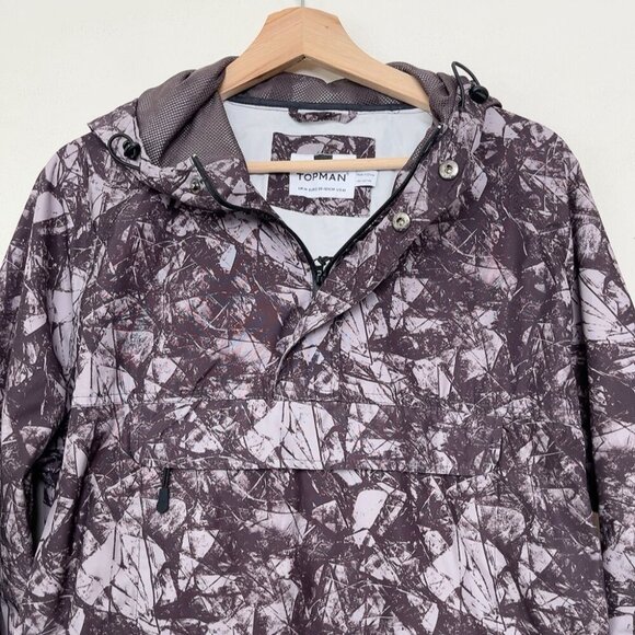 TOPMAN Mens Medium Camo Hooded Zip Neck Pullover - Picture 2 of 11